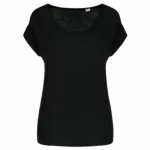 Linnen dames-t-shirt V-hals, black — productfoto 6