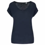 Linnen dames-t-shirt V-hals, navy blue — productfoto 8