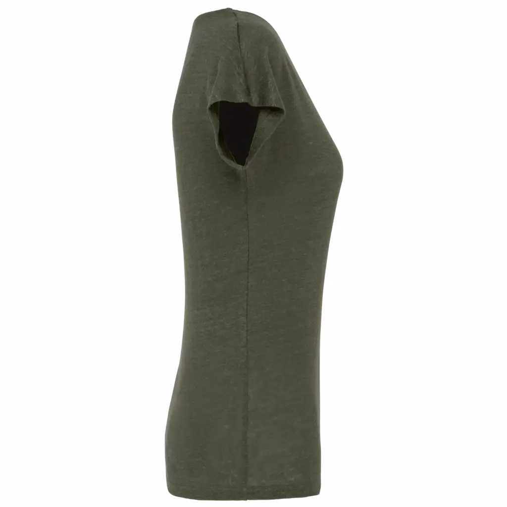 PS_SP321-S_ORGANICKHAKI - Hidalgo-werbeartikel Linnen dames-t-shirt V-hals, organic khaki — productfoto 8