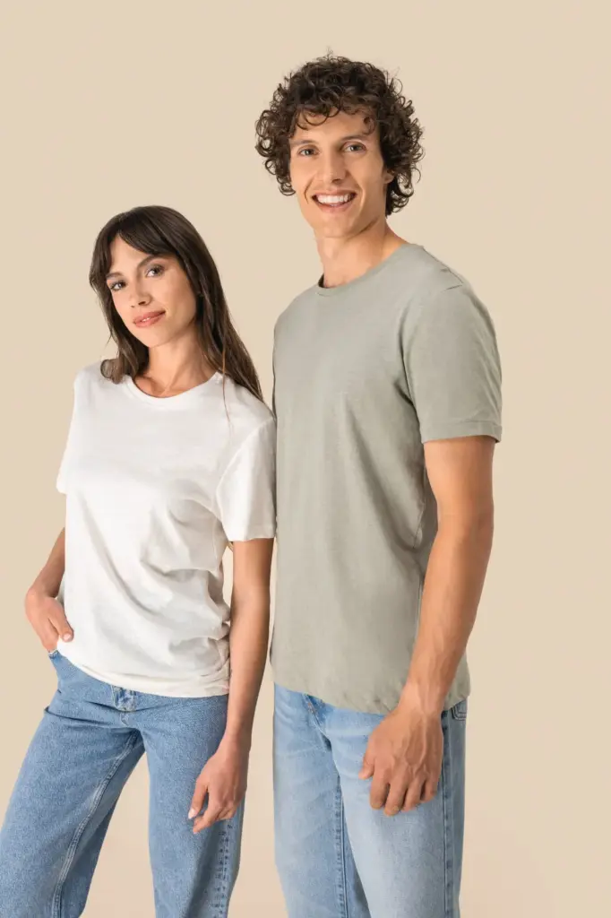 Ecologisch uniseks T-shirt van biokatoen en linnen