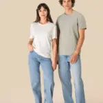 Ecologisch uniseks T-shirt van biokatoen en linnen — productfoto 2