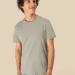 Ecologisch uniseks T-shirt van biokatoen en linnen — productfoto 4