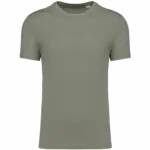Ecologisch uniseks T-shirt van biokatoen en linnen, almond green — productfoto 8