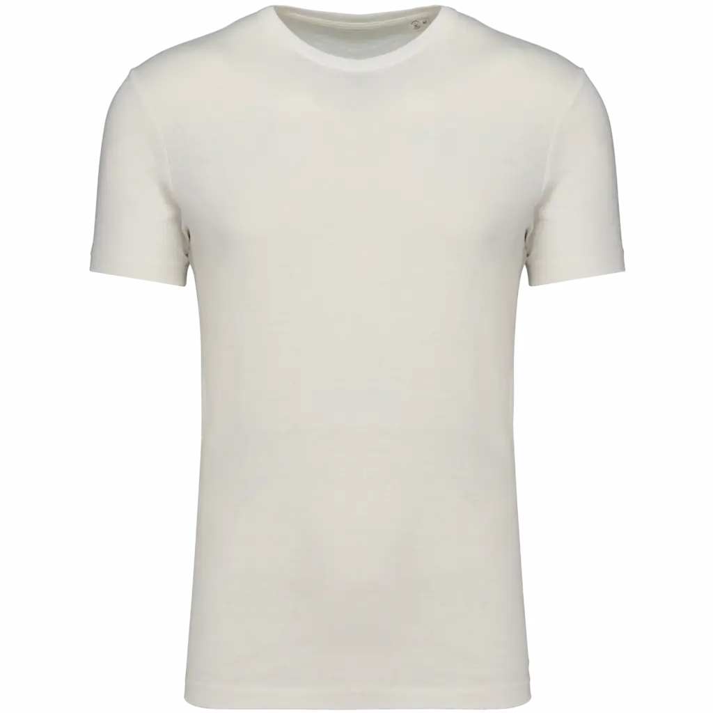 Ecologisch uniseks T-shirt van biokatoen en linnen, ivory — productfoto 9