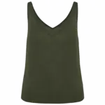 Linnen damestop, organic khaki — productfoto 8