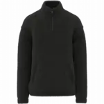 Uniseks sweater van sherpa met kwartrits en afhangende schouders, black — productfoto 6