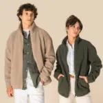 Uniseks sweater van sherpa met rits en afhangende schouders — productfoto 3