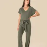Tricot jumpsuit met korte mouwen voor dames van linnen
