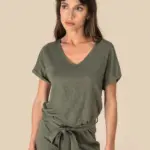 Tricot jumpsuit met korte mouwen voor dames van linnen — productfoto 3