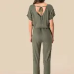 Tricot jumpsuit met korte mouwen voor dames van linnen — productfoto 4