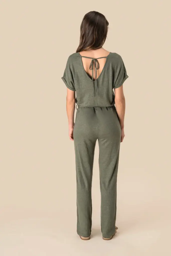 Tricot jumpsuit met korte mouwen voor dames van linnen — productfoto 4