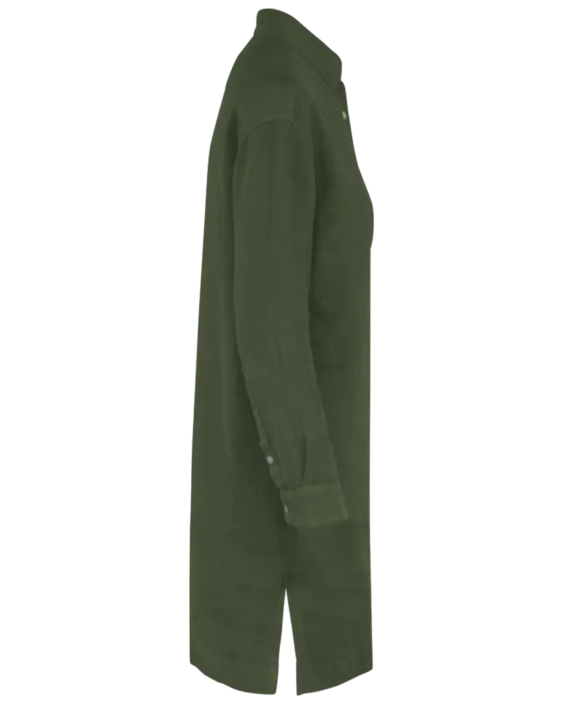 Linnen overhemdjurk voor dames, organic khaki — productfoto 5