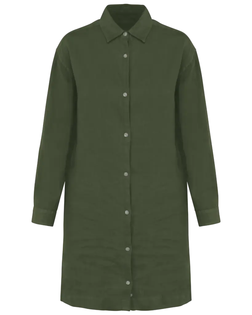 Linnen overhemdjurk voor dames, organic khaki — productfoto 6