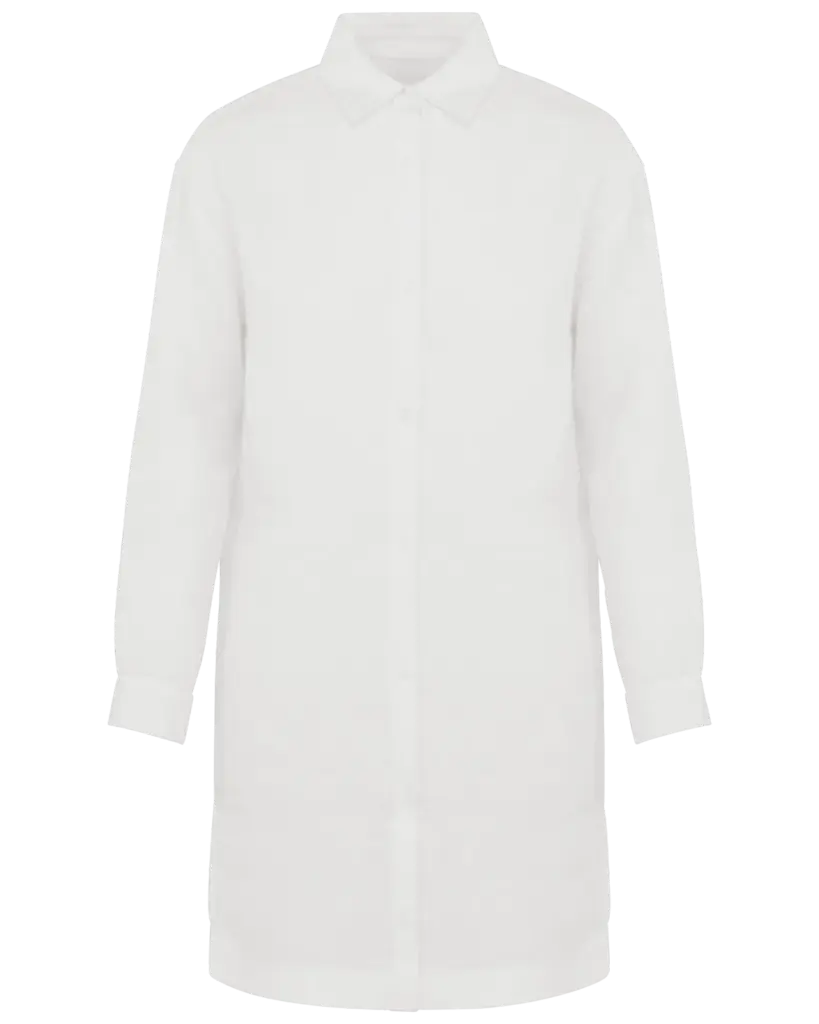 Linnen overhemdjurk voor dames, white — productfoto 7