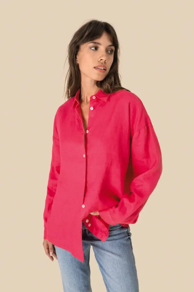 Oversized linnen damesoverhemd