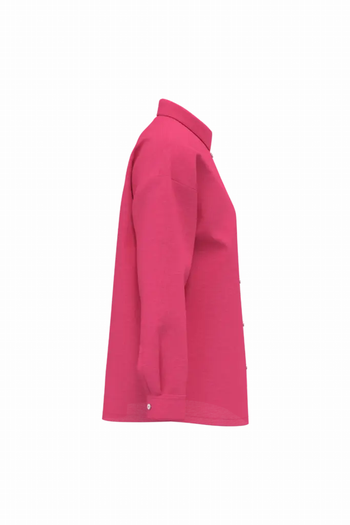 Oversized linnen damesoverhemd, raspberry sorbet — productfoto 6