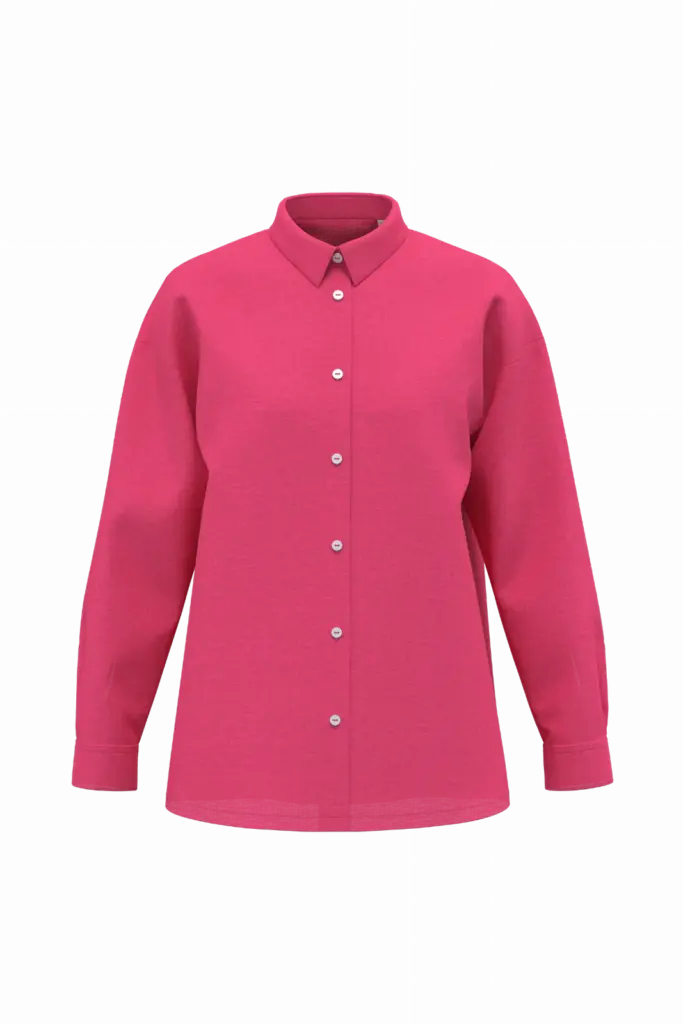 Oversized linnen damesoverhemd, raspberry sorbet — productfoto 7