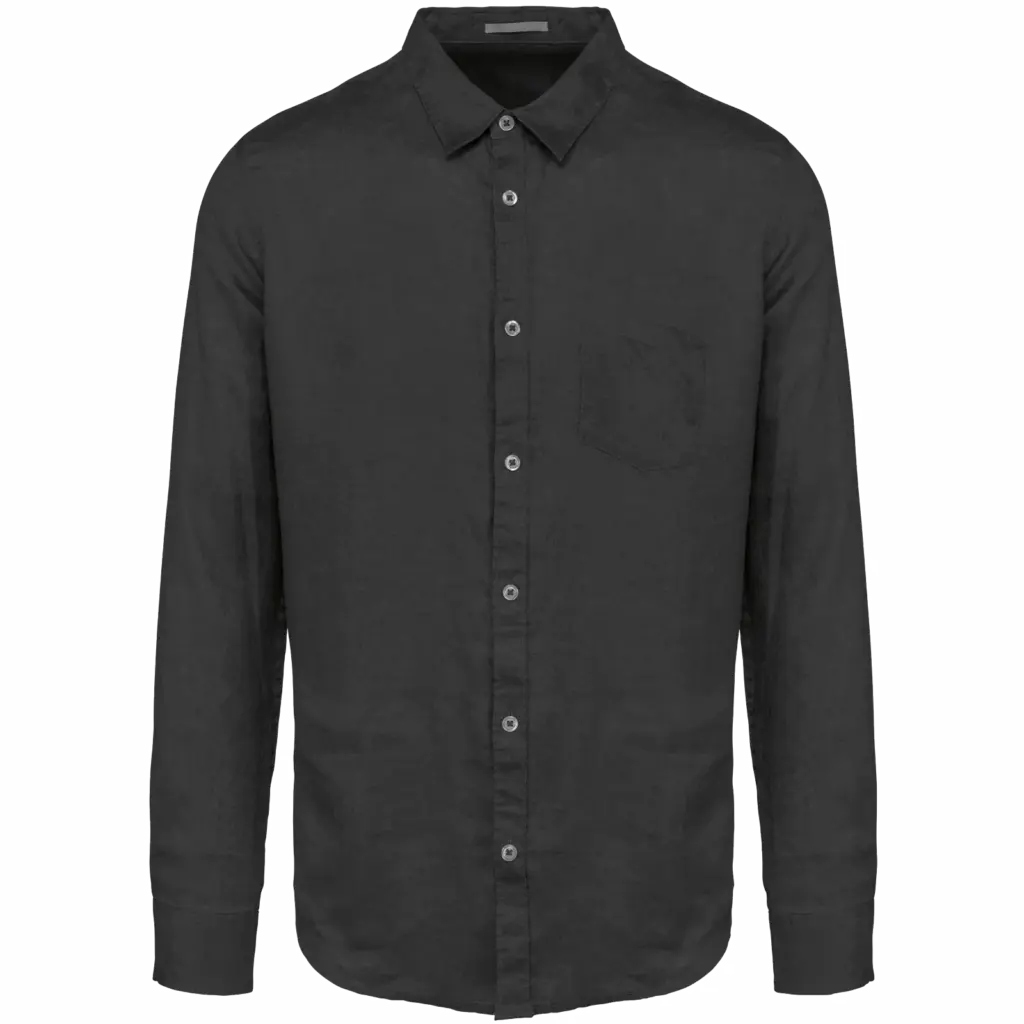 Linnen herenoverhemd, anthracite grey — productfoto 9