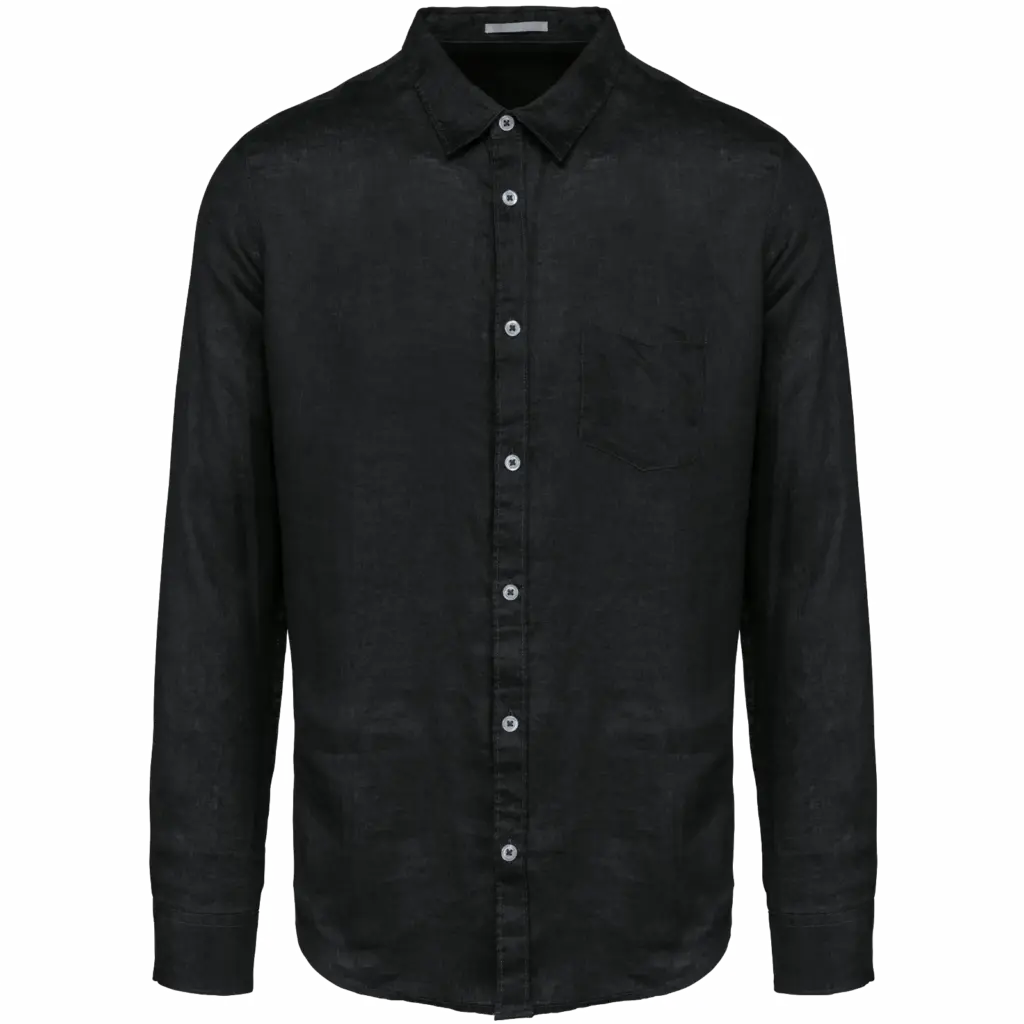 Linnen herenoverhemd, black — productfoto 10