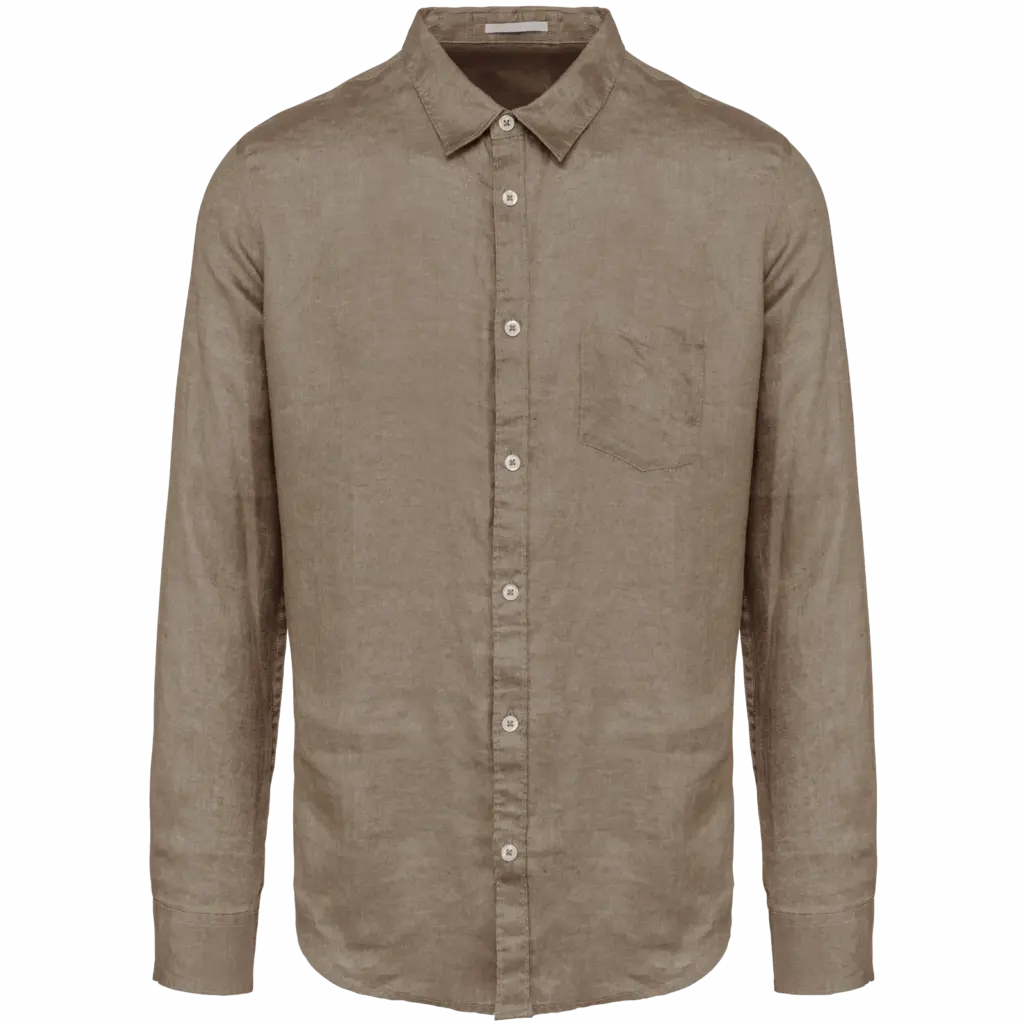 Linnen herenoverhemd, cream coffee — productfoto 12