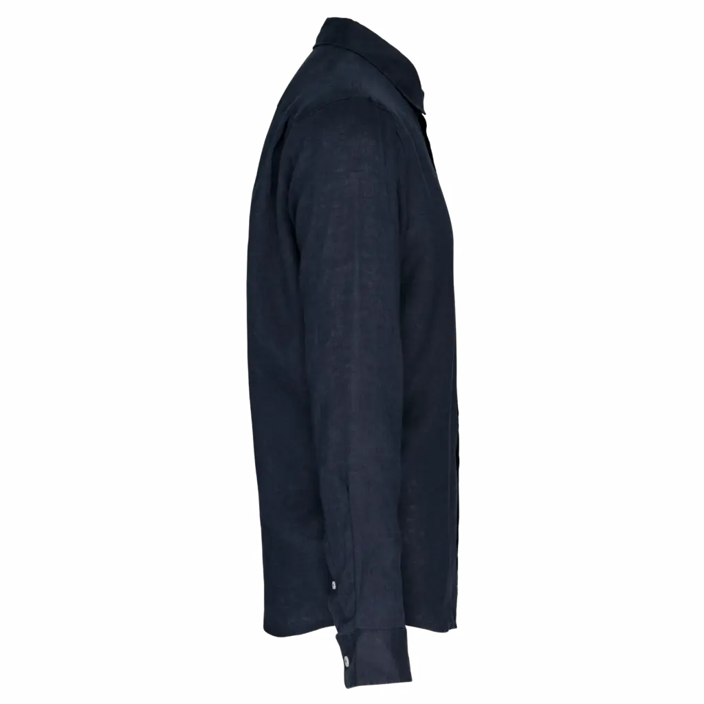Linnen herenoverhemd, navy blue — productfoto 15