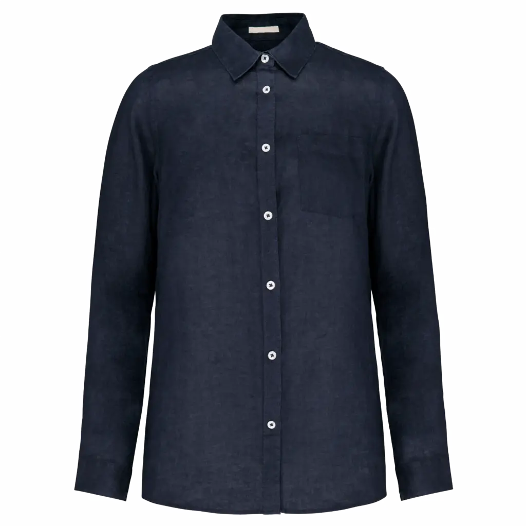 Linnen herenoverhemd, navy blue — productfoto 16
