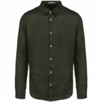 Linnen herenoverhemd, organic khaki — productfoto 17