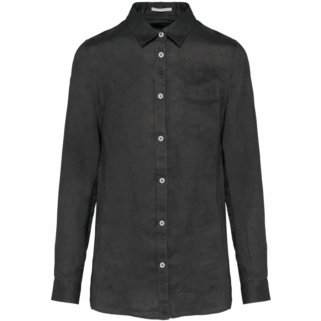 Linnen damesblouse, anthracite grey — productfoto 6