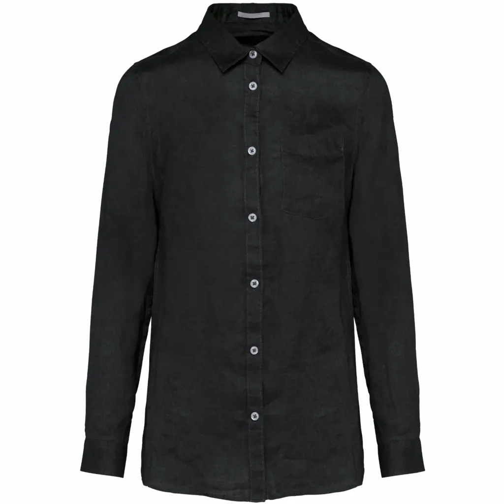 Linnen damesblouse, black — productfoto 7
