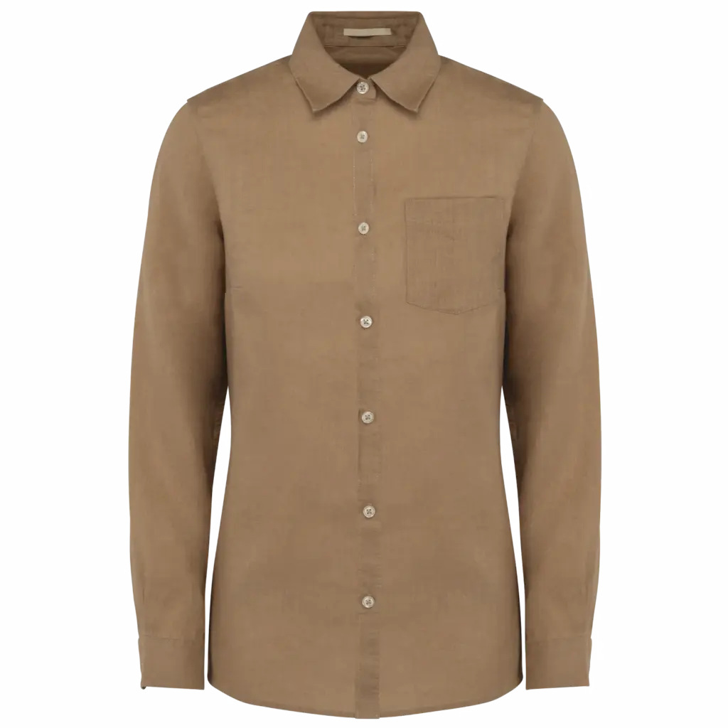 Linnen damesblouse, cream coffee — productfoto 8
