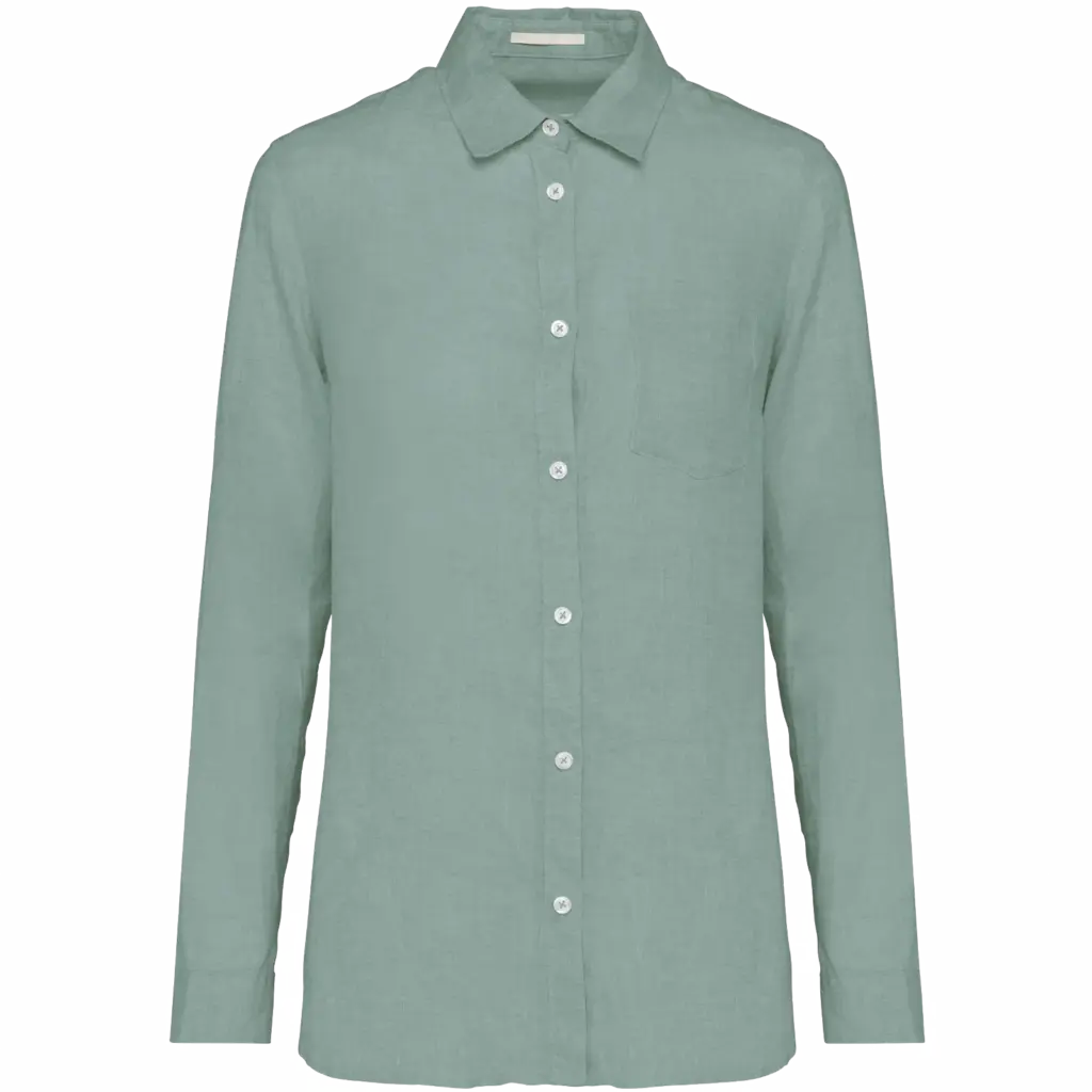 Linnen damesblouse, jade green — productfoto 9