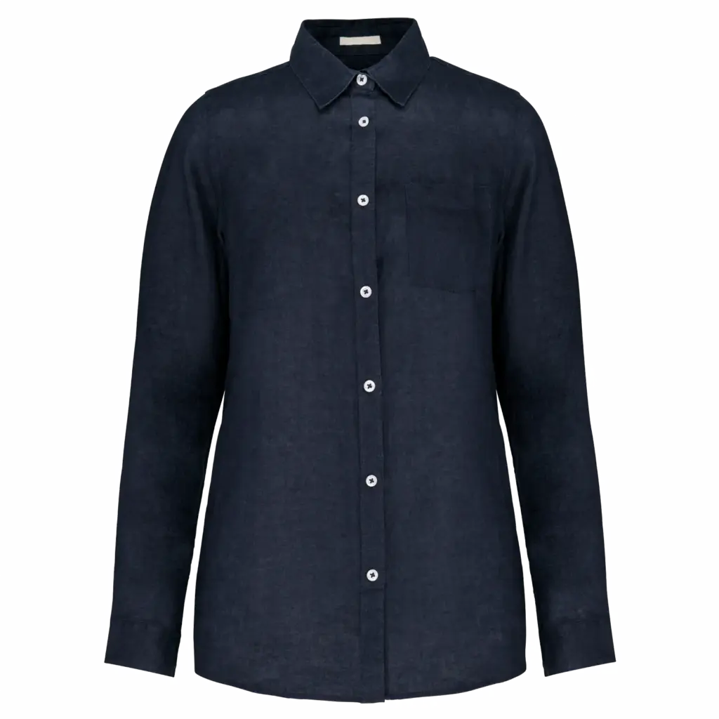 Linnen damesblouse, navy blue — productfoto 12