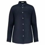 Linnen damesblouse, navy blue — productfoto 12
