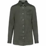 Linnen damesblouse, organic khaki — productfoto 13