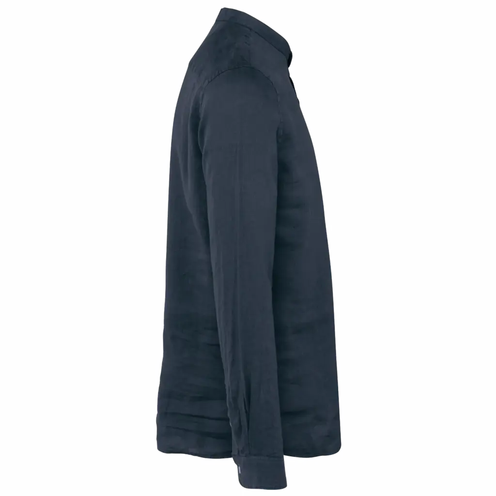 PS_SP507-S_WASHEDNAVYBLUE - Hidalgo-werbeartikel Verwassen linnen herenoverhemd met maokraag, washed navy blue — productfoto 5