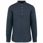 Verwassen linnen herenoverhemd met maokraag, washed navy blue — productfoto 6