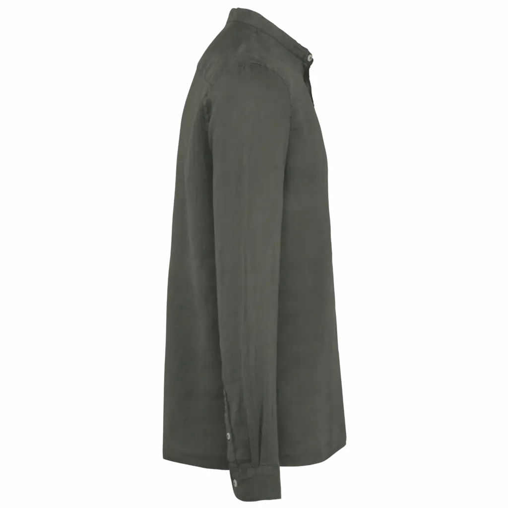 PS_SP507-S_WASHEDORGANICKHAKI - Hidalgo-werbeartikel Verwassen linnen herenoverhemd met maokraag, washed organic khaki — productfoto 6