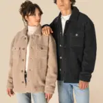 Uniseks sherpa-overshirt met afhangende schouders