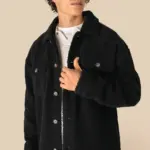 Uniseks sherpa-overshirt met afhangende schouders — productfoto 4