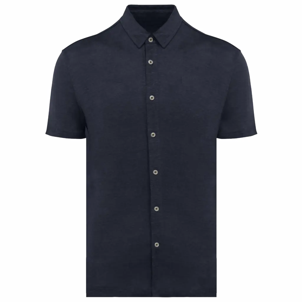 PS_SP517_NAVYBLUE - Hidalgo Leinenhemd Herren SP517 bedrucken atmungsaktiv Kurzarm S-3XL — Produktfoto 7