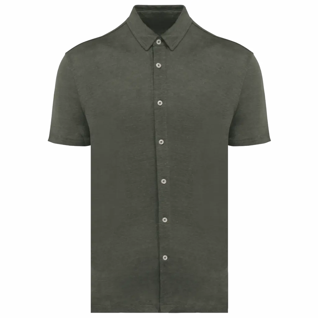 PS_SP517-2_ORGANICKHAKI - Hidalgo Leinenhemd Herren SP517 bedrucken atmungsaktiv Kurzarm S-3XL — Produktfoto 8