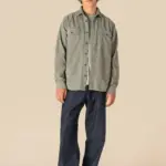 Ecologisch verwassen herenovershirt van ribfluweel — productfoto 2