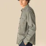 Ecologisch verwassen herenovershirt van ribfluweel — productfoto 3