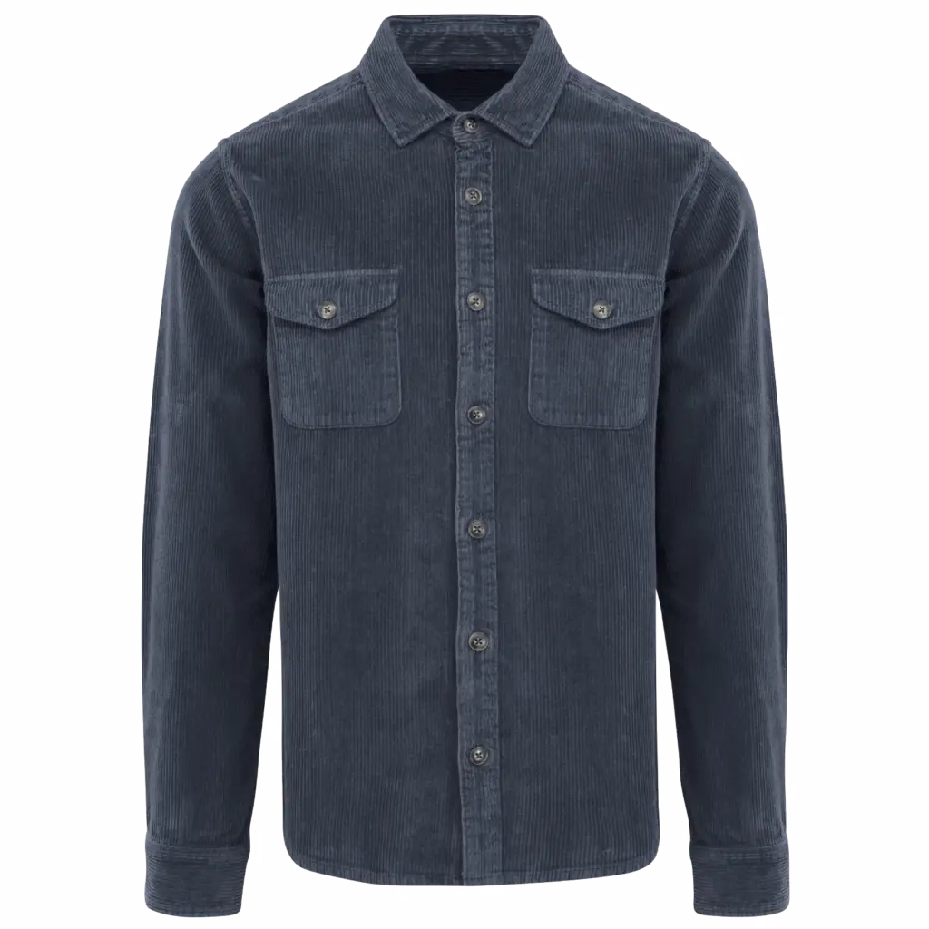 Ecologisch verwassen herenovershirt van ribfluweel, washed navy blue — productfoto 7