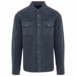 Ecologisch verwassen herenovershirt van ribfluweel, washed navy blue — productfoto 7