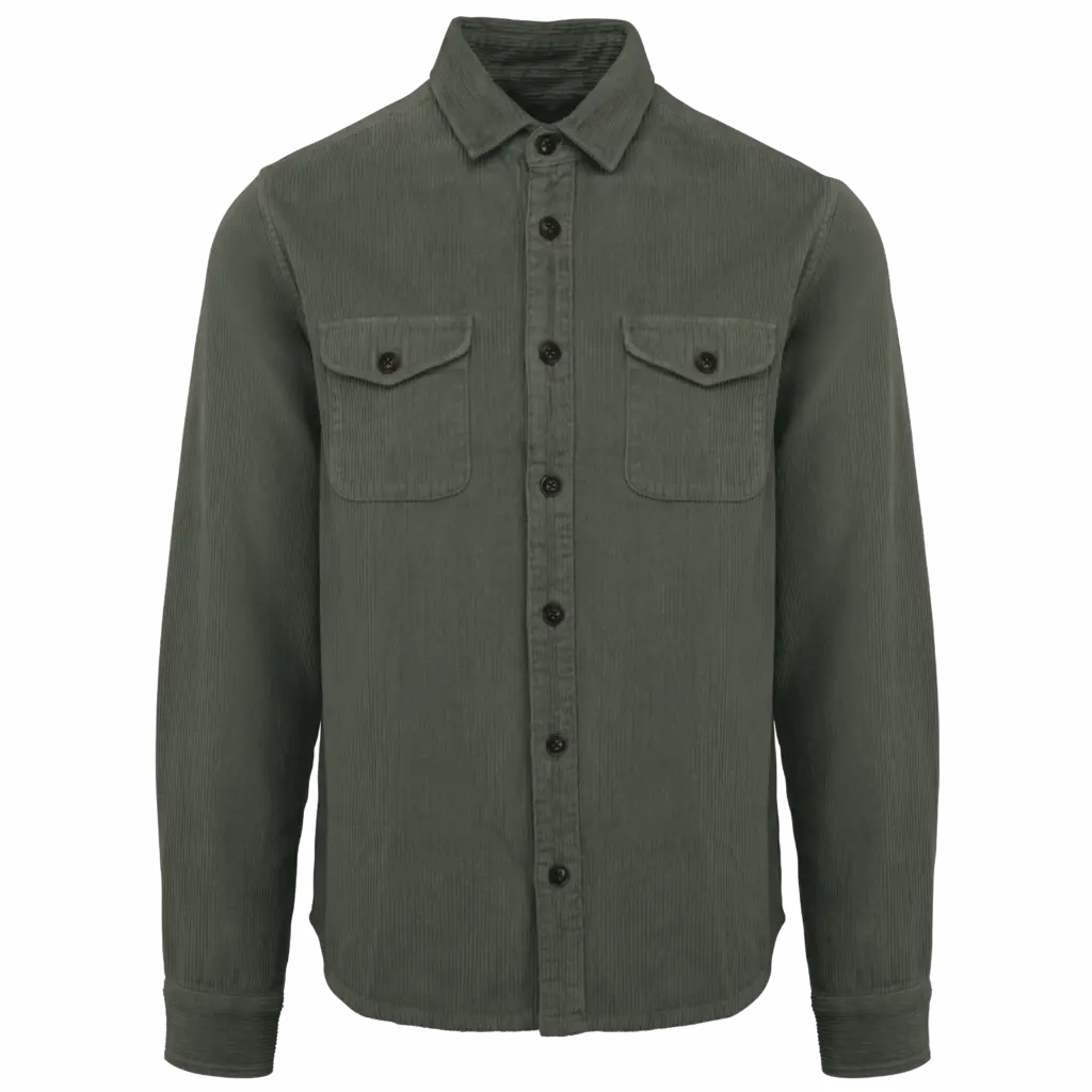 Ecologisch verwassen herenovershirt van ribfluweel, washed pale khaki — productfoto 8