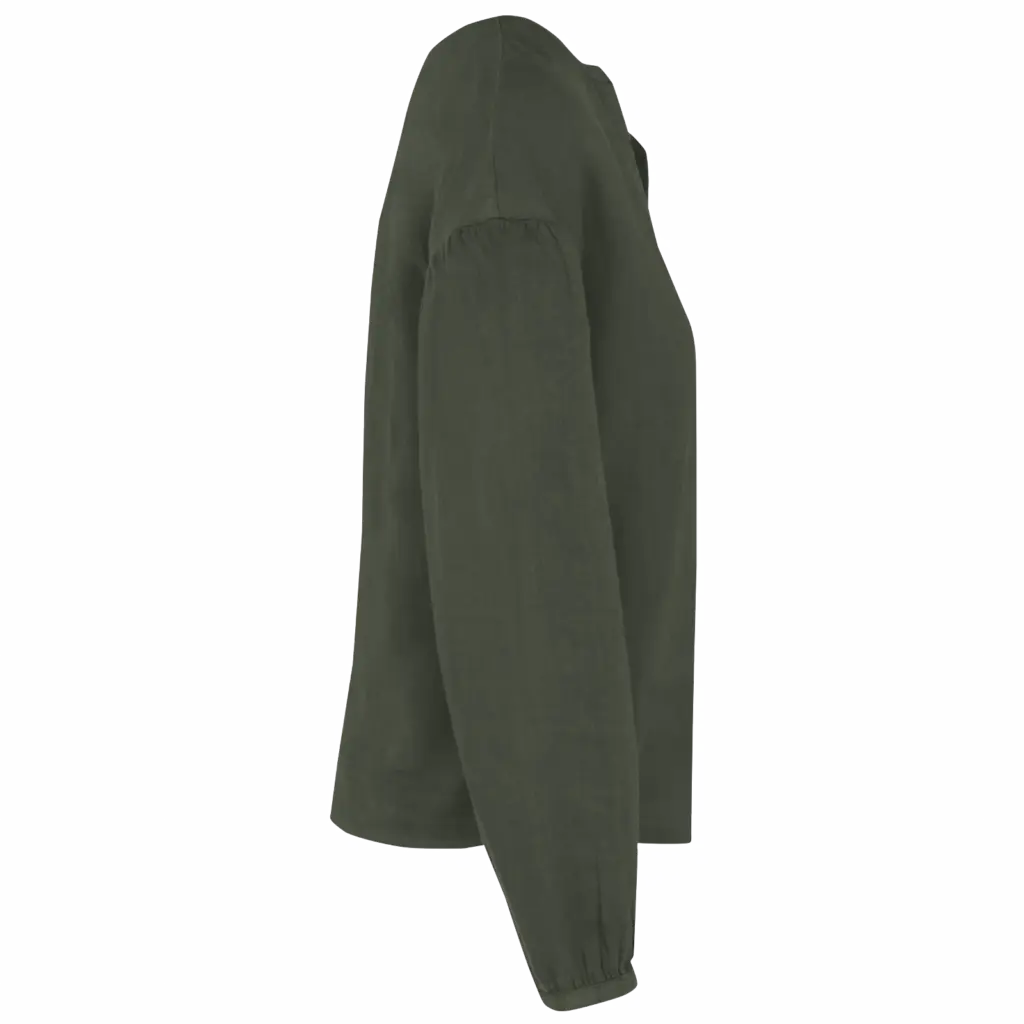 Linnen damesblouse, organic khaki — productfoto 5