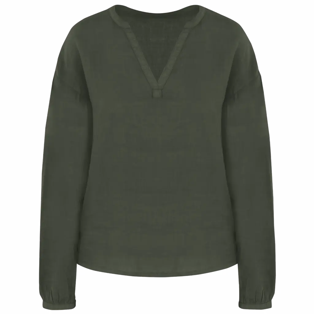 Linnen damesblouse, organic khaki — productfoto 6