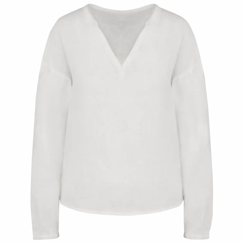 Linnen damesblouse, white — productfoto 7