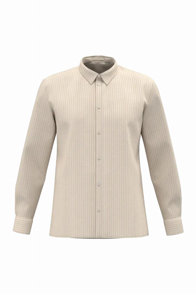 SP525 - Gestreept linnen herenoverhemd, ivory / wet sand stripes